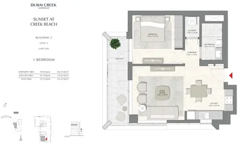 Floor plan, 1 Bed