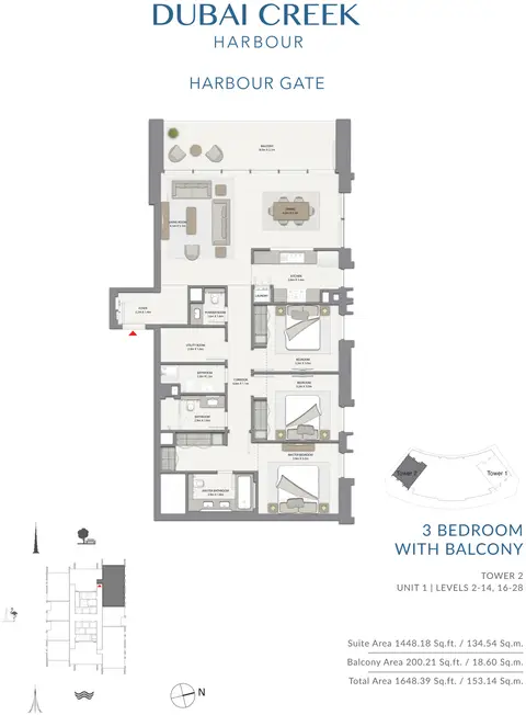 Floor plan, 3 Bed