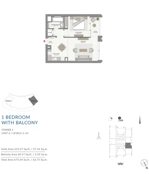 Floor plan, 1 Bed