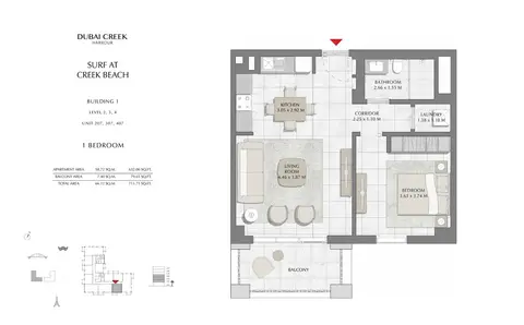Floor plan, 1 Bed