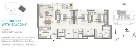 Floor plan, 3 Bed