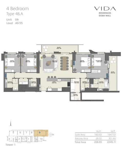 Floor plan, 4 Bed