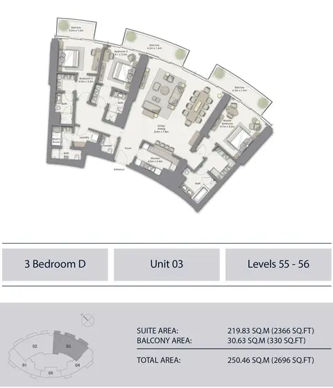 Floor plan, 3 Bed