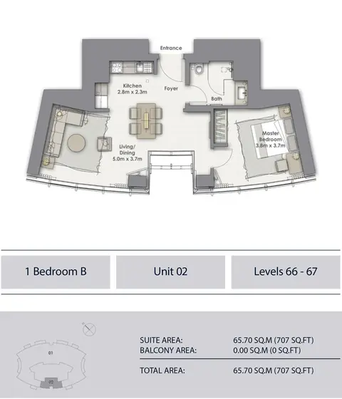 Floor plan, 1 Bed