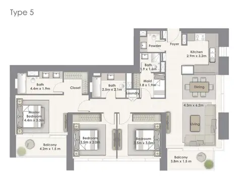 Floor plan, 3 Bed