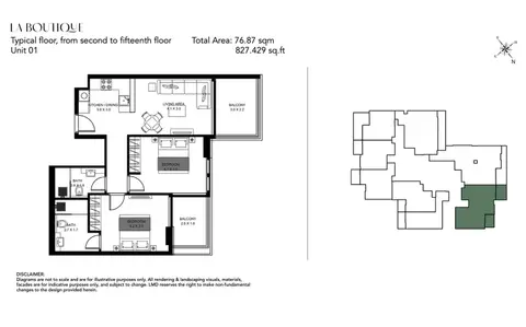 Floor plan, 2 Bed