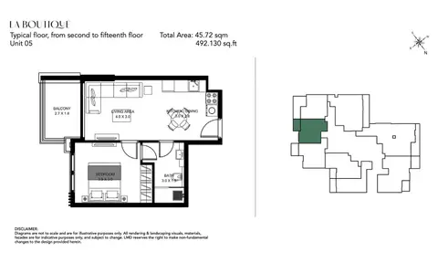 Floor plan, 1 Bed