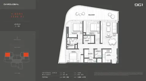 Floor plan, 3 Bed