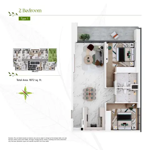 Floor plan, 2 Bed