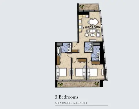 Floor plan, 3 Bed