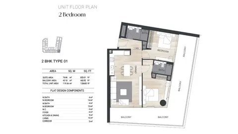 Floor plan, 2 Bed