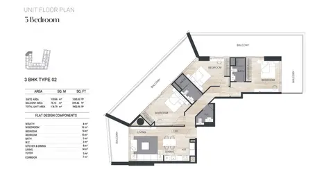 Floor plan, 3 Bed