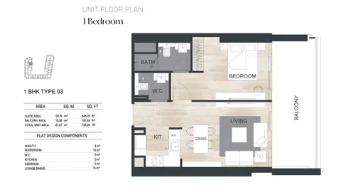 Floor plan, 1 Bed
