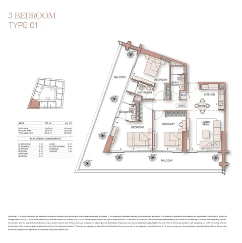 Floor plan, 3 Bed
