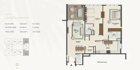 Floor plan, 2 Bed