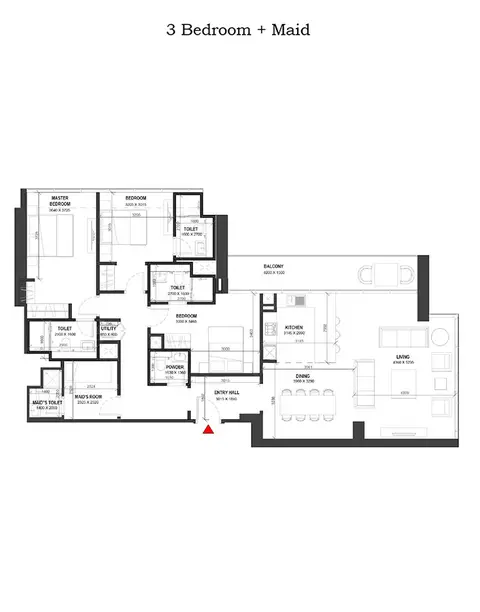Floor plan, 3 Bed