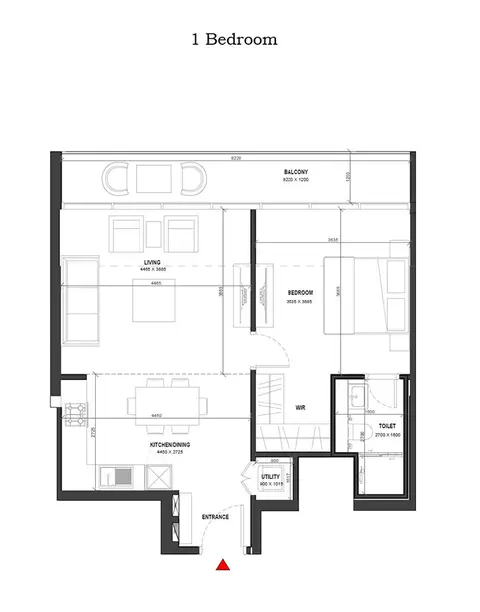 Floor plan, 1 Bed