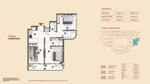 Floor plan, 2 Bed