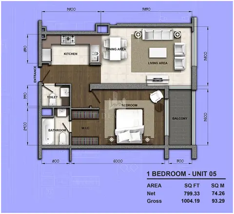 Floor plan, 1 Bed