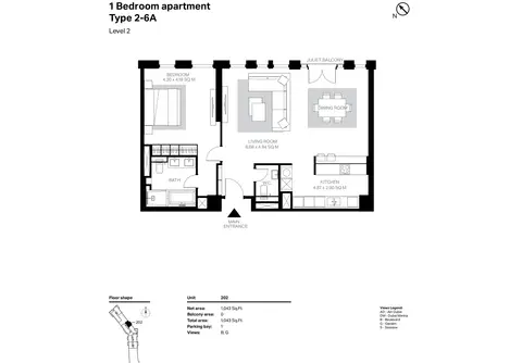 Floor plan, 1 Bed