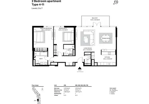 Floor plan, 2 Bed
