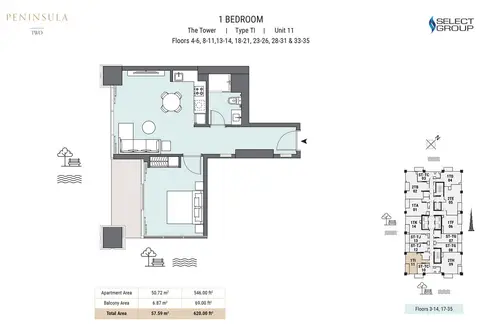 Floor plan, 1 Bed