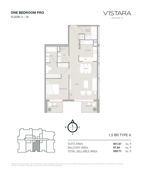 Floor plan, 1 Bed