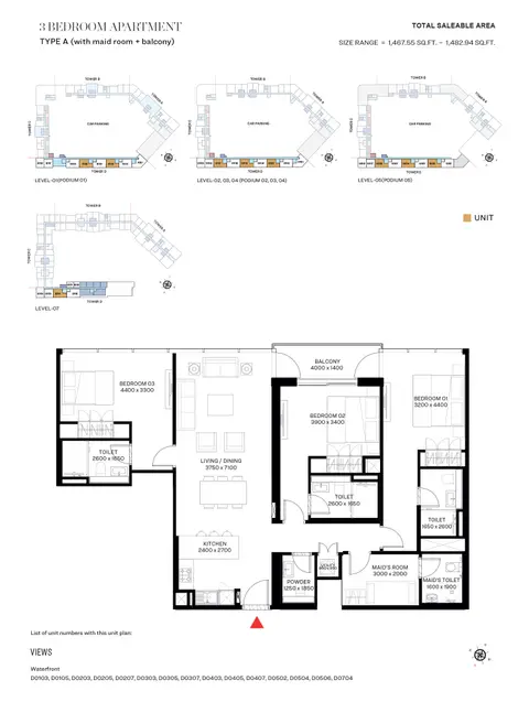 Floor plan, 3 Bed