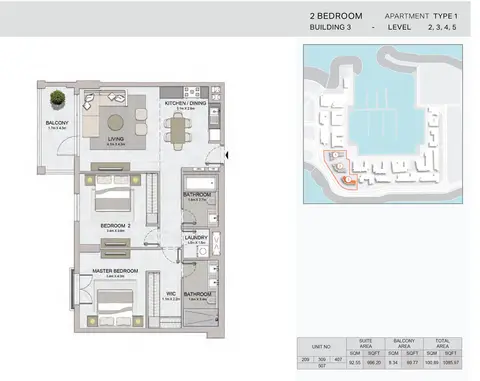 Floor plan, 2 Bed