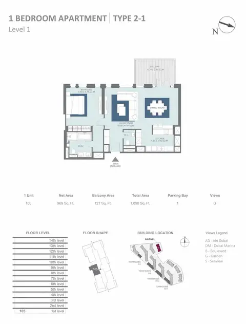 Floor plan, 1 Bed