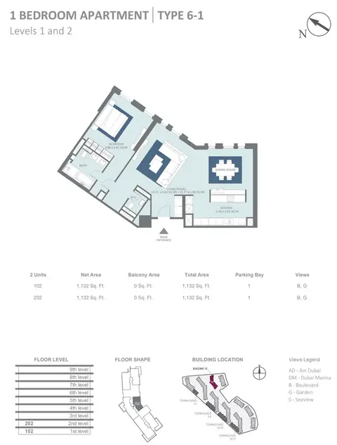 Floor plan, 1 Bed