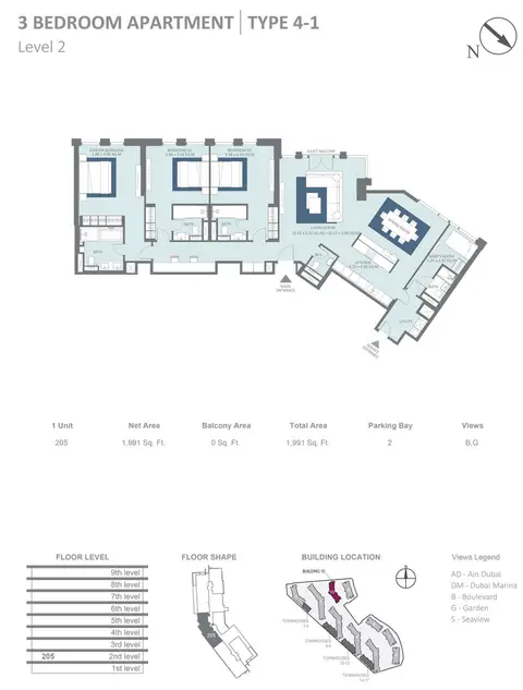 Floor plan, 3 Bed