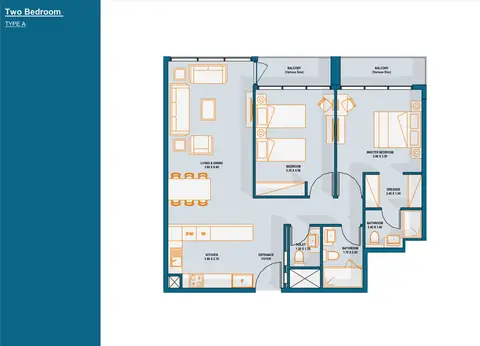Floor plan, 2 Bed