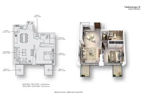 Floor plan, 1 Bed
