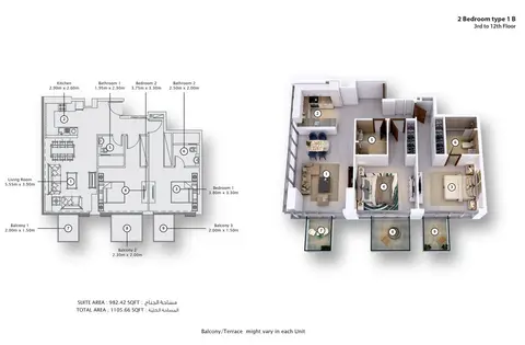 Floor plan, 2 Bed