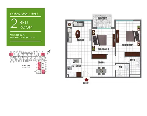 Floor plan, 2 Bed