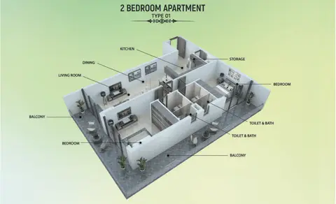 Floor plan, 2 Bed