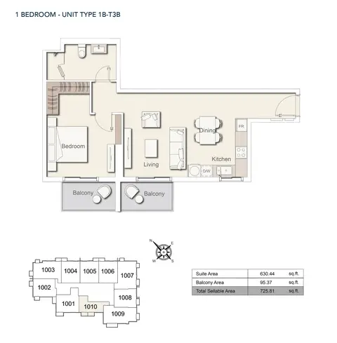Floor plan, 1 Bed