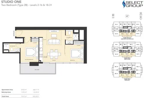 Floor plan, 2 Bed