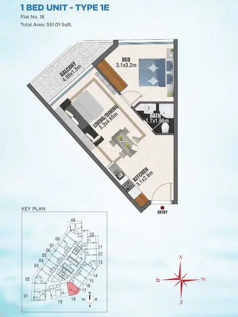Floor plan, 1 Bed