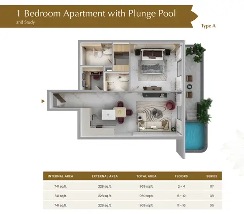 Floor plan, 1 Bed