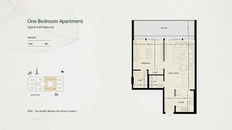 Floor plan, 1 Bed