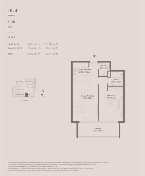 Floor plan, 1 Bed