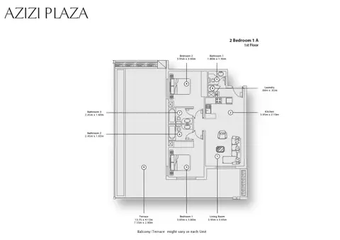 Floor plan, 2 Bed