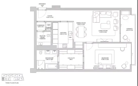 Floor plan, 1 Bed