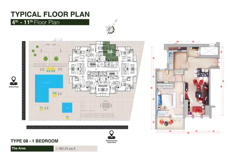 Floor plan, 1 Bed