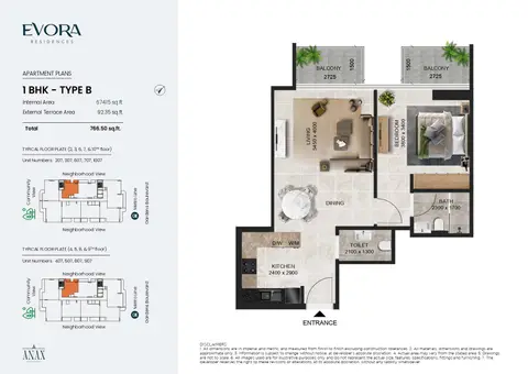 Floor plan, 1 Bed
