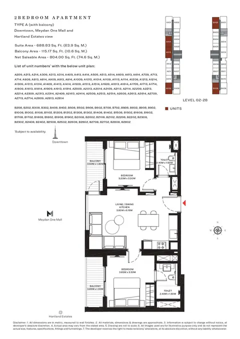 Floor plan, 2 Bed