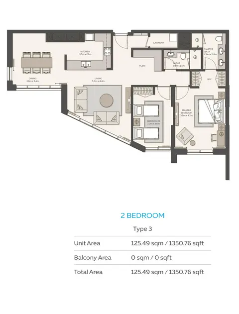 Floor plan, 2 Bed