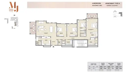 Floor plan, 4 Bed